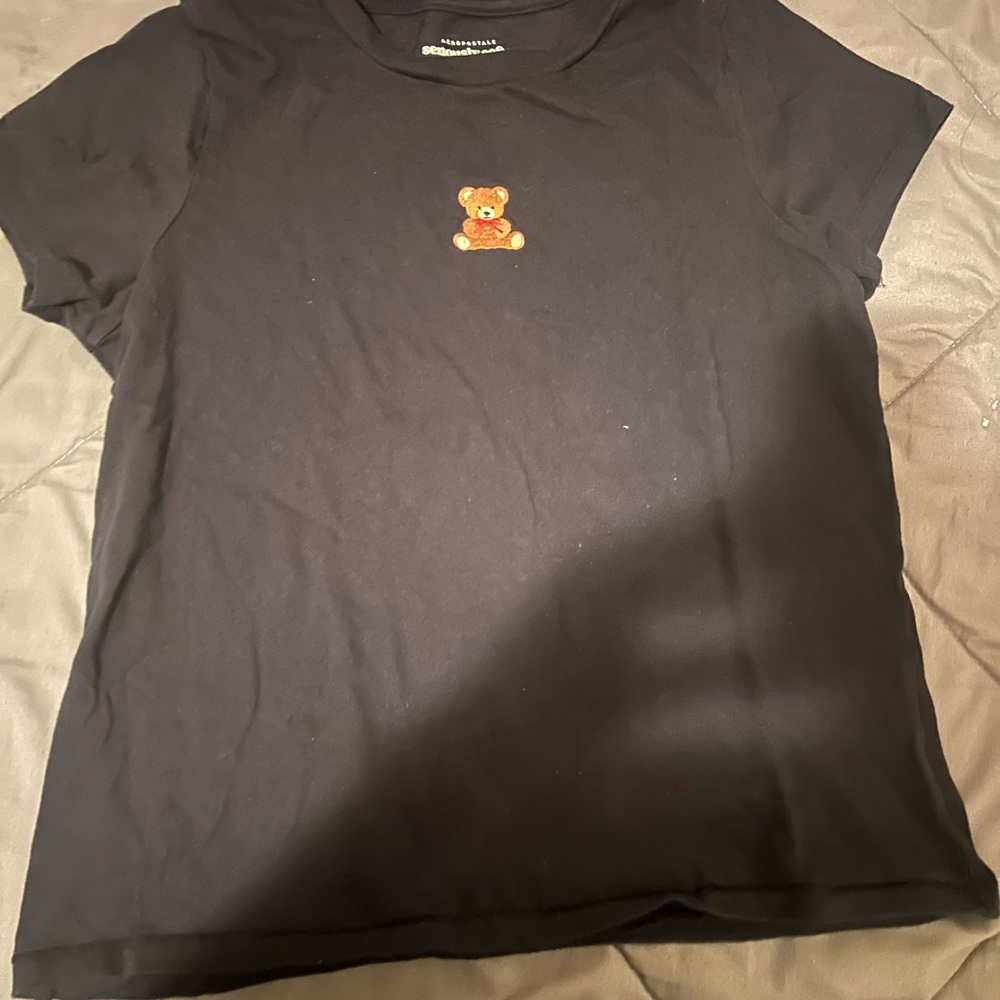 Aeropostale Black Tee with Teddy Bear Design